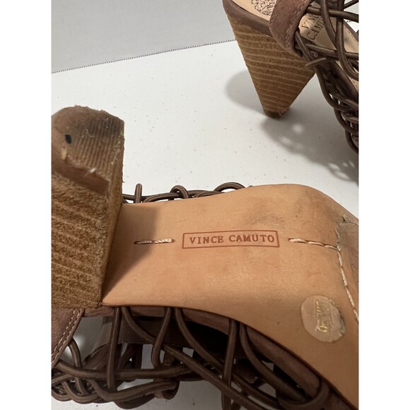 Vince Camuto Women’s Evel Taupe Leather Caged Gladiator Open Toe Sandals Size 6 - Picture 10 of 11